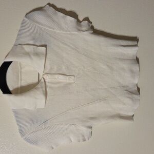 White Ribbed Knit Collared Top